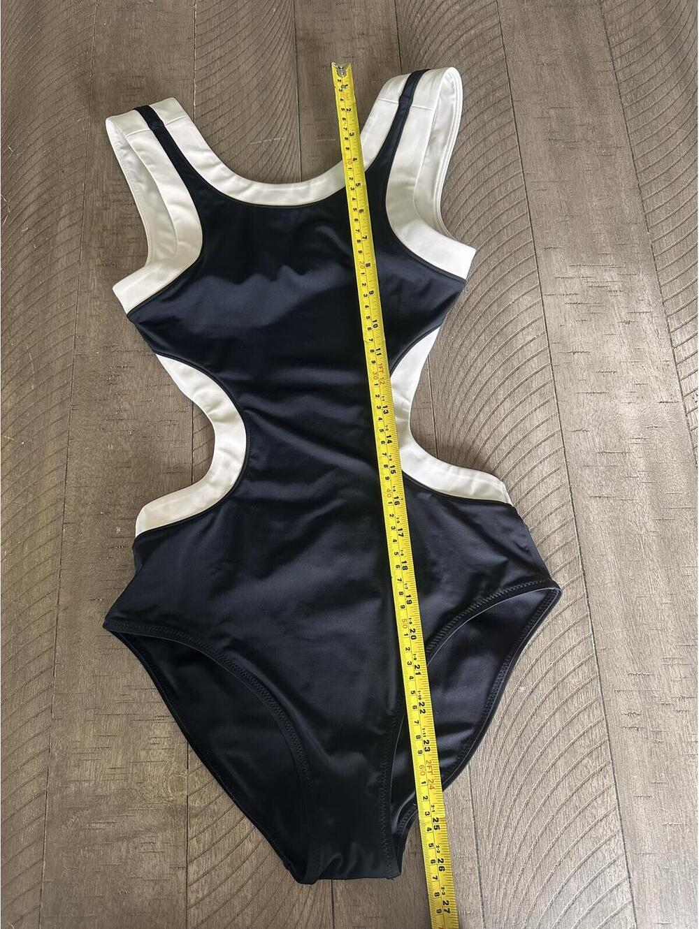 STAUD Dolce One Piece Swimsuit with Cutouts in Black/White Women’s XS - Picture 10 of 15